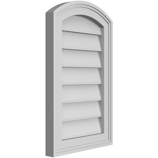 Arch Top Surface Mount PVC Gable Vent: Functional, W/ 2W X 1-1/2P Brickmould Frame, 14W X 22H